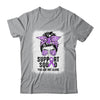 Support Squad Messy Bun Warrior Purple Epilepsy Awareness Shirt & Tank Top | siriusteestore