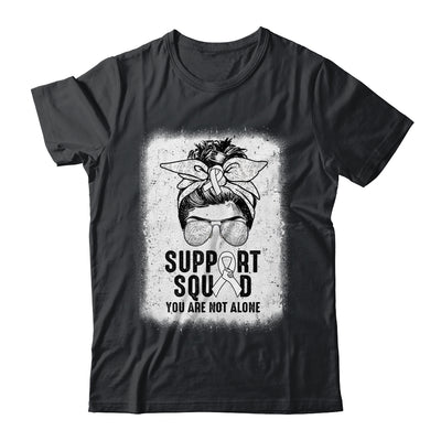 Support Squad Messy Bun Warrior White Lung Cancer Awareness Shirt & Tank Top | siriusteestore