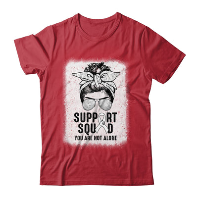 Support Squad Messy Bun Warrior White Lung Cancer Awareness Shirt & Tank Top | siriusteestore