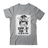 Support Squad Messy Bun Warrior White Lung Cancer Awareness Shirt & Tank Top | siriusteestore