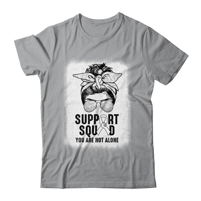 Support Squad Messy Bun Warrior White Lung Cancer Awareness Shirt & Tank Top | siriusteestore