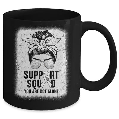 Support Squad Messy Bun Warrior White Lung Cancer Awareness Mug | siriusteestore