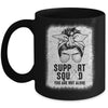 Support Squad Messy Bun Warrior White Lung Cancer Awareness Mug | siriusteestore
