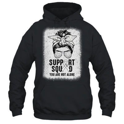 Support Squad Messy Bun Warrior White Lung Cancer Awareness Shirt & Tank Top | siriusteestore