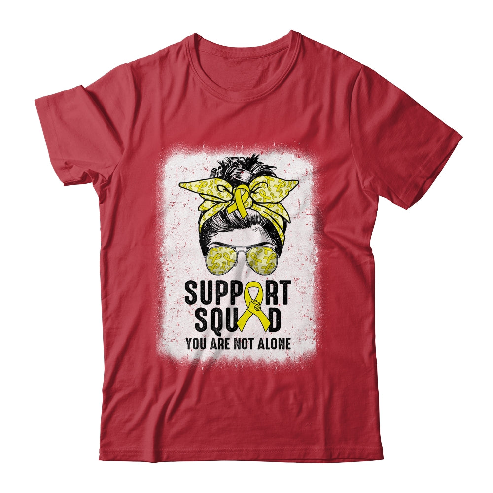 Support Squad Messy Bun Warrior Yellow Sarcoma Awareness Shirt & Tank Top | siriusteestore