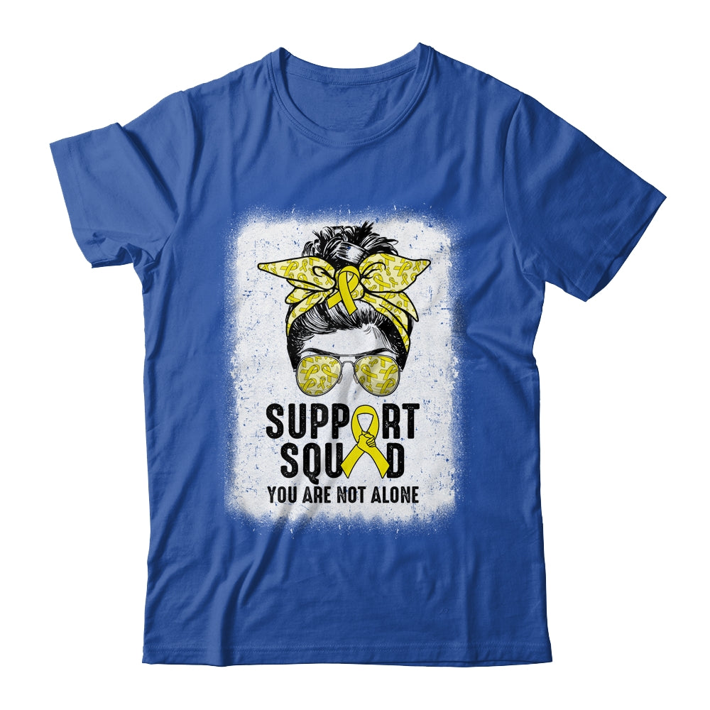 Support Squad Messy Bun Warrior Yellow Sarcoma Awareness Shirt & Tank Top | siriusteestore