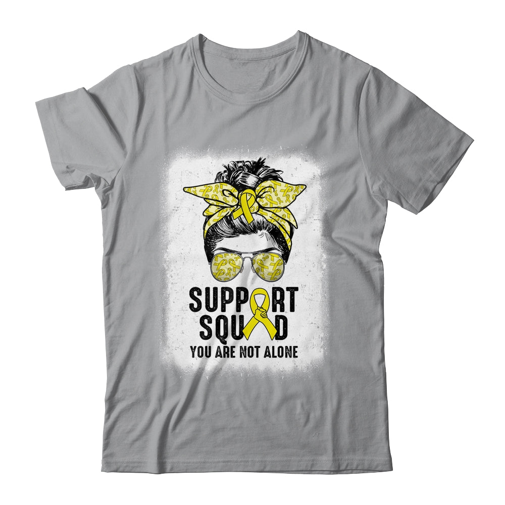 Support Squad Messy Bun Warrior Yellow Sarcoma Awareness Shirt & Tank Top | siriusteestore