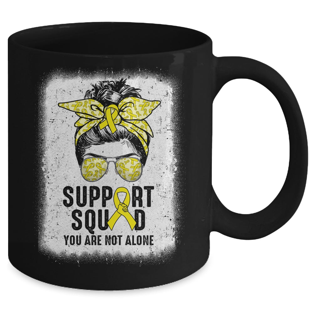 Support Squad Messy Bun Warrior Yellow Sarcoma Awareness Mug | siriusteestore