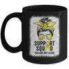 Support Squad Messy Bun Warrior Yellow Sarcoma Awareness Mug | siriusteestore