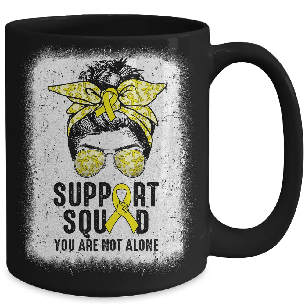 Support Squad Messy Bun Warrior Yellow Sarcoma Awareness Mug | siriusteestore