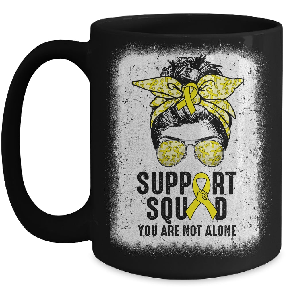 Support Squad Messy Bun Warrior Yellow Sarcoma Awareness Mug | siriusteestore