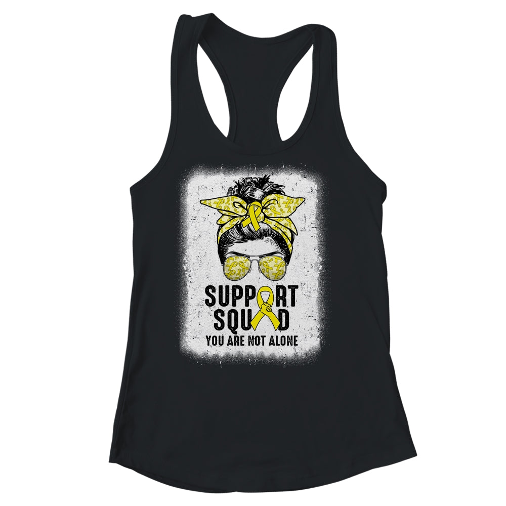 Support Squad Messy Bun Warrior Yellow Sarcoma Awareness Shirt & Tank Top | siriusteestore
