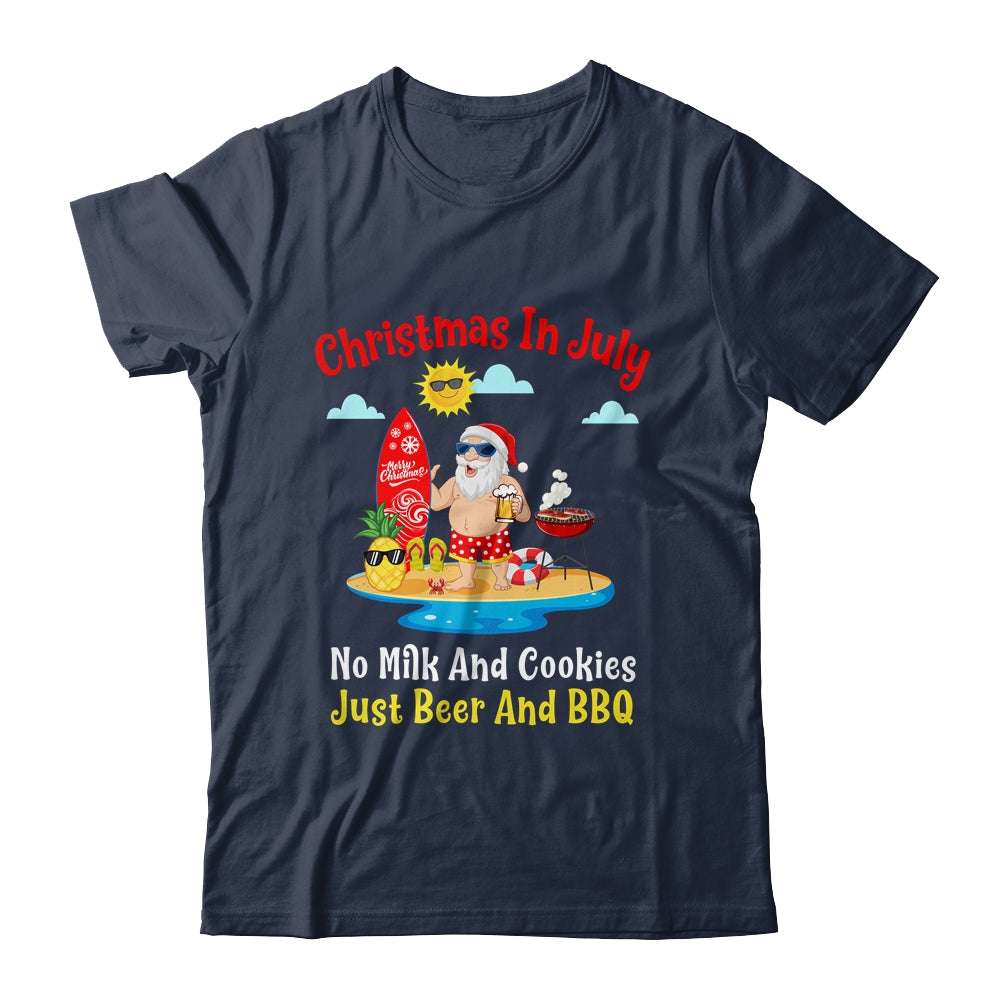 Surfer Santa Beer And BBQ Xmas Summer Christmas In July Shirt & Hoodie | siriusteestore