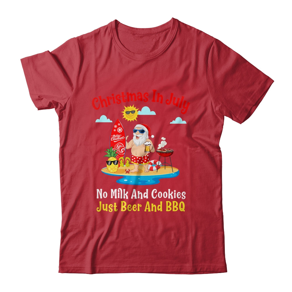 Surfer Santa Beer And BBQ Xmas Summer Christmas In July Shirt & Hoodie | siriusteestore