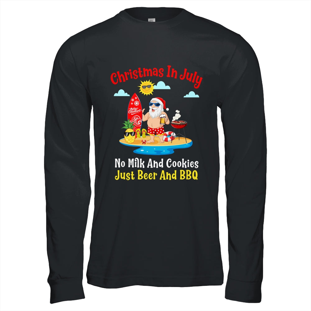 Surfer Santa Beer And BBQ Xmas Summer Christmas In July Shirt & Hoodie | siriusteestore