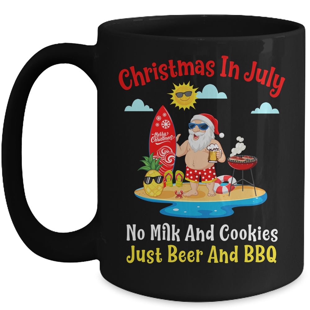 Surfer Santa Beer And BBQ Xmas Summer Christmas In July Mug | siriusteestore