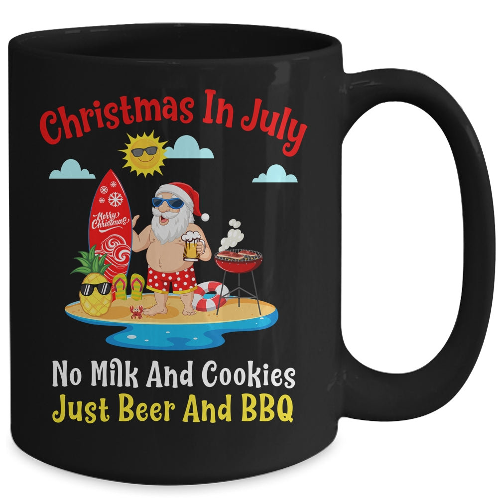 Surfer Santa Beer And BBQ Xmas Summer Christmas In July Mug | siriusteestore