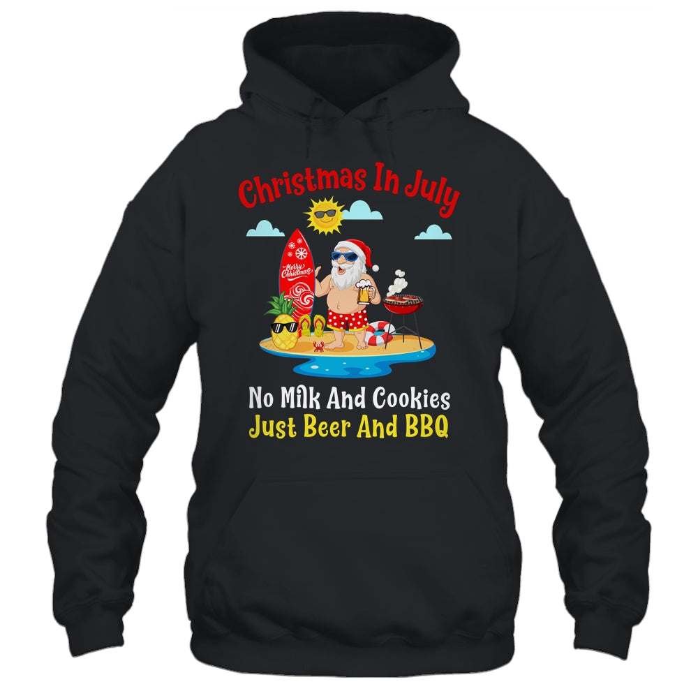 Surfer Santa Beer And BBQ Xmas Summer Christmas In July Shirt & Hoodie | siriusteestore