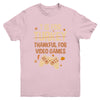 T Is For Thankful For Video Games Thanksgiving Turkey Gamer Youth Shirt | siriusteestore