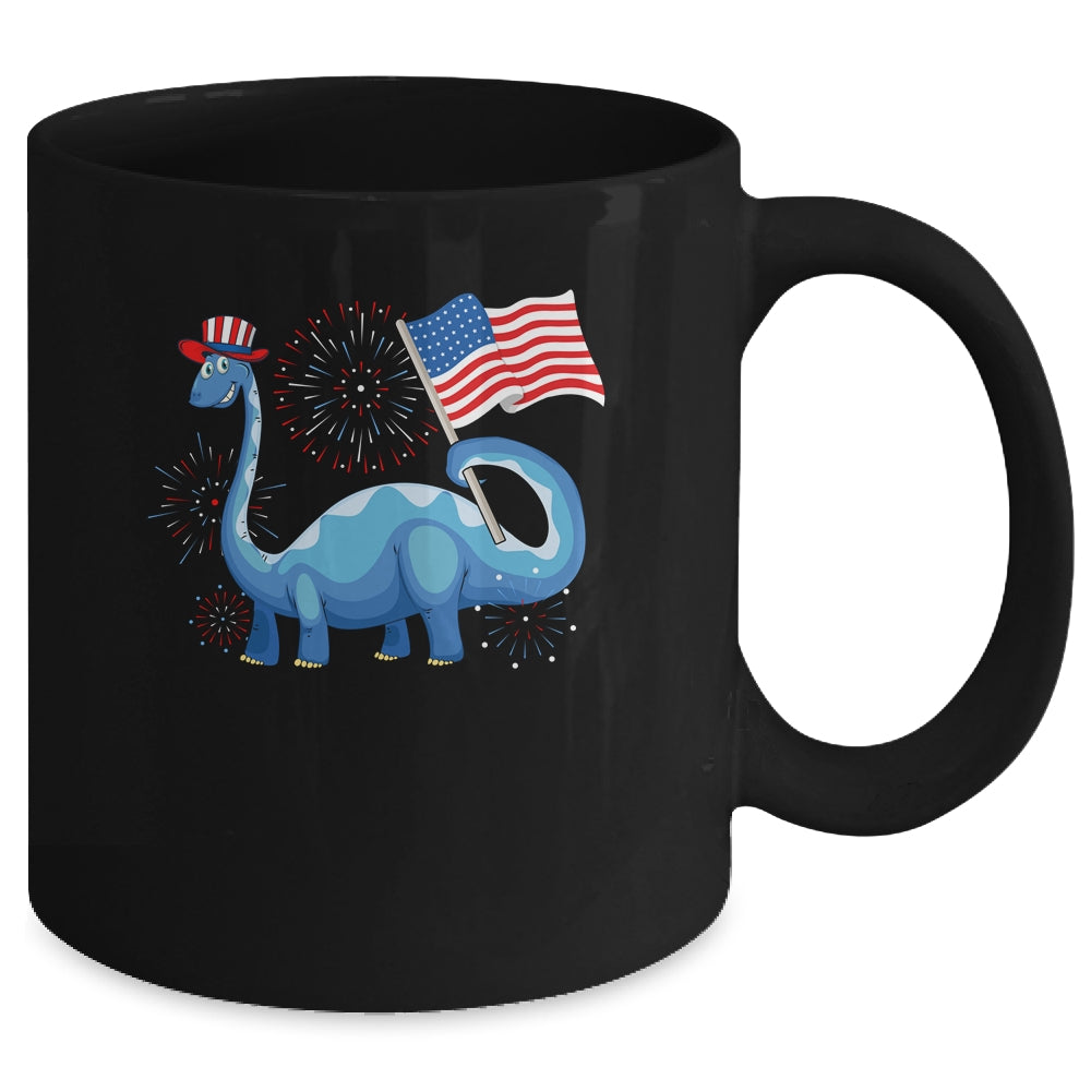T Rex American Flag 4th Of July Funny Dinosaur Boys Kids Mug | siriusteestore