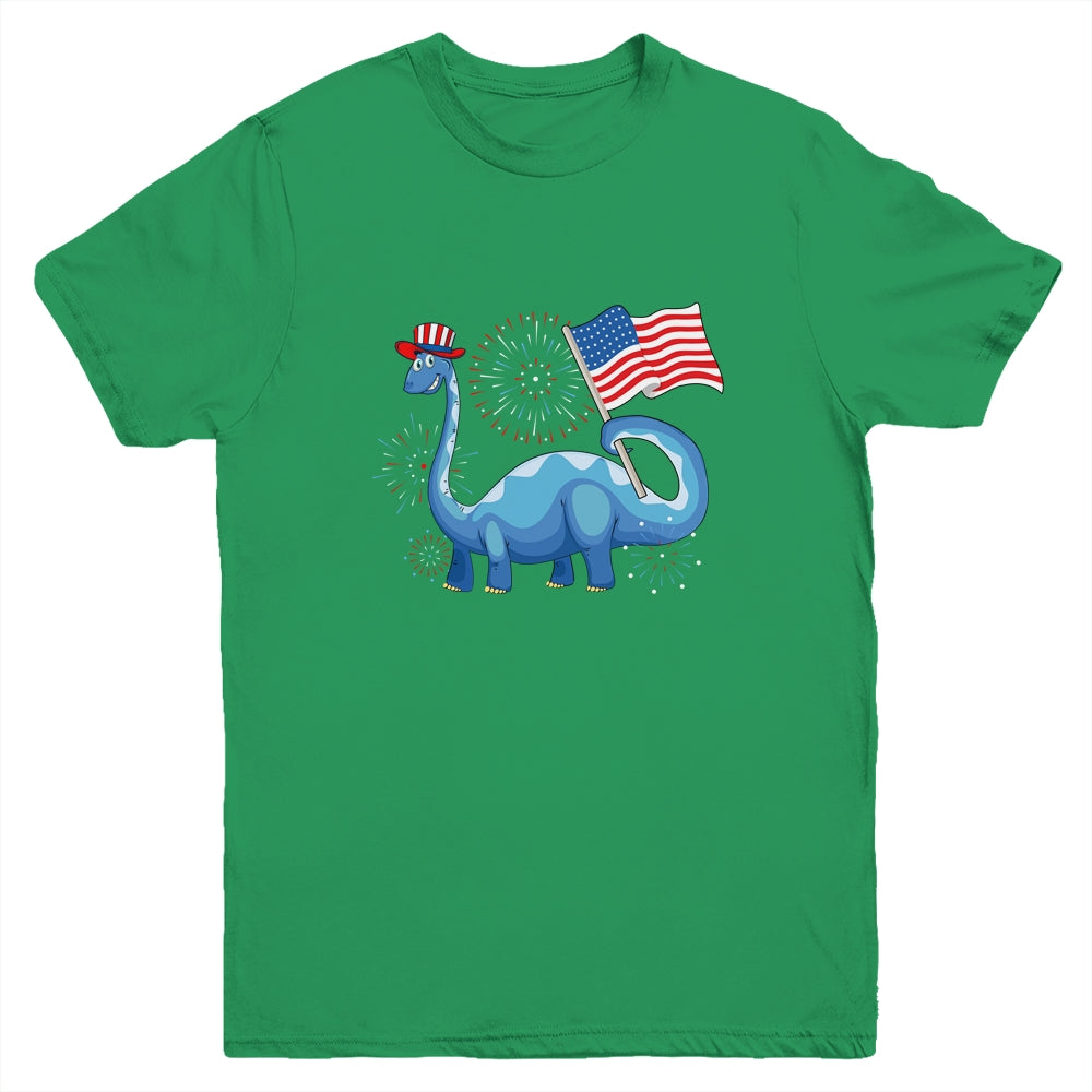 T Rex American Flag 4th Of July Funny Dinosaur Boys Kids Youth Shirt | siriusteestore