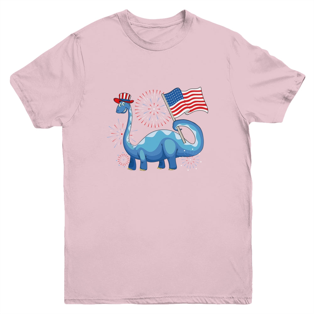 T Rex American Flag 4th Of July Funny Dinosaur Boys Kids Youth Shirt | siriusteestore