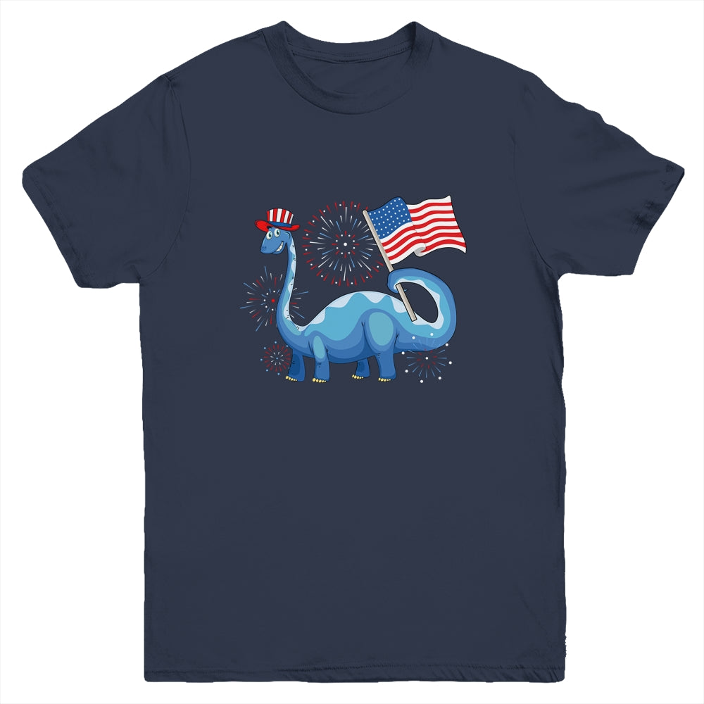 T Rex American Flag 4th Of July Funny Dinosaur Boys Kids Youth Shirt | siriusteestore
