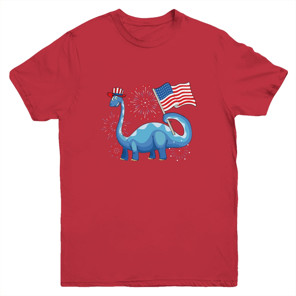 T Rex American Flag 4th Of July Funny Dinosaur Boys Kids Youth Shirt | siriusteestore
