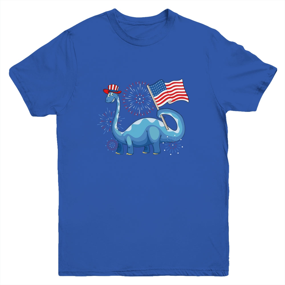 T Rex American Flag 4th Of July Funny Dinosaur Boys Kids Youth Shirt | siriusteestore