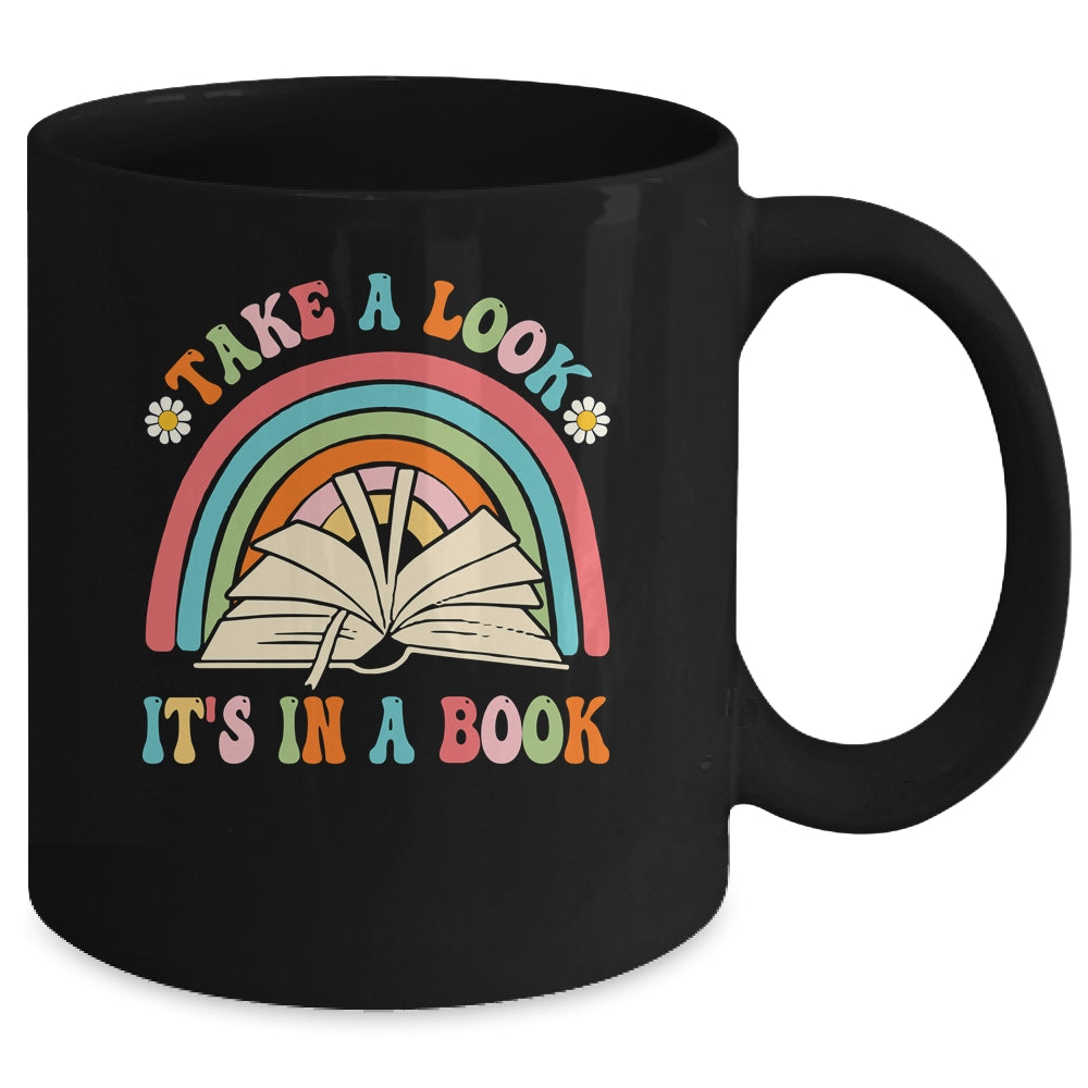 Take A Look It's In A Book Lover Reading Groovy Rainbow Mug | siriusteestore