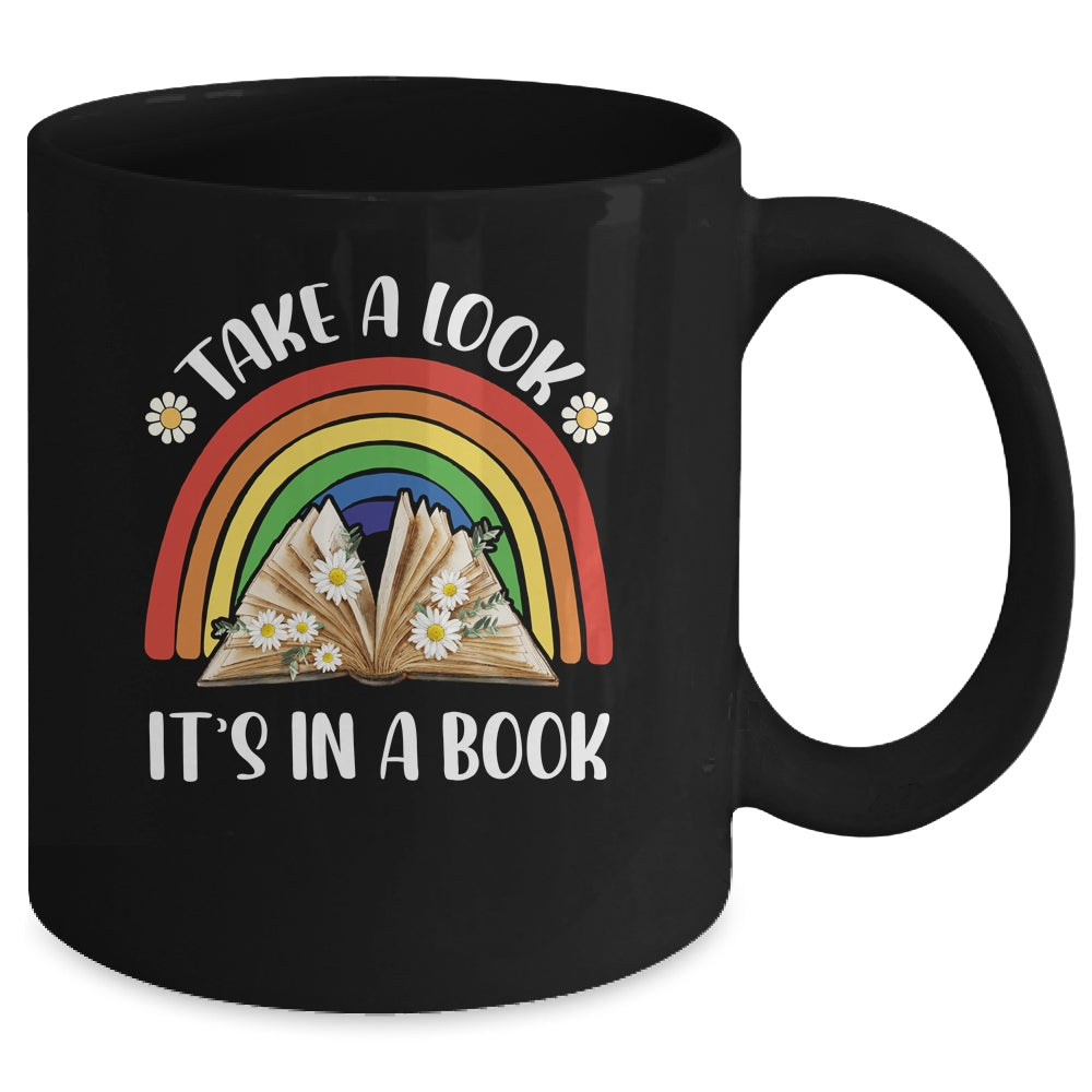 Take A Look It's In A Book Lover Reading Vintage Rainbow Mug | siriusteestore