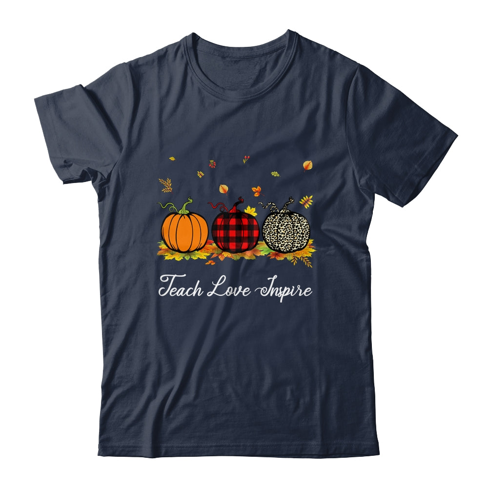 Teach Love Inspire Teacher Autumn Fall Pumpkin Leopard Shirt & Hoodie | siriusteestore