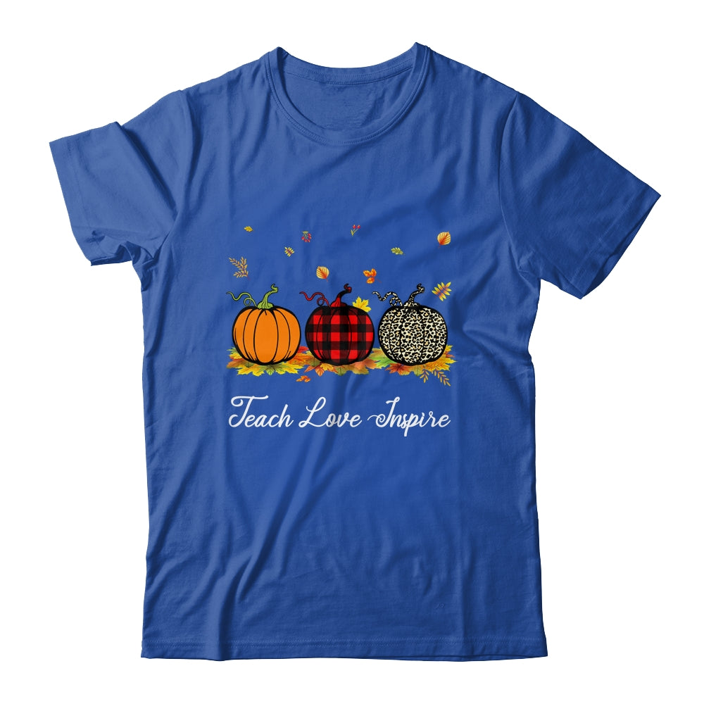 Teach Love Inspire Teacher Autumn Fall Pumpkin Leopard Shirt & Hoodie | siriusteestore