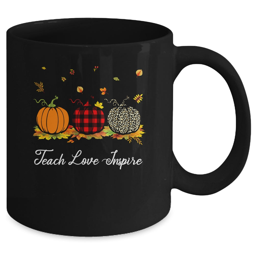 Teach Love Inspire Teacher Autumn Fall Pumpkin Leopard Mug | siriusteestore