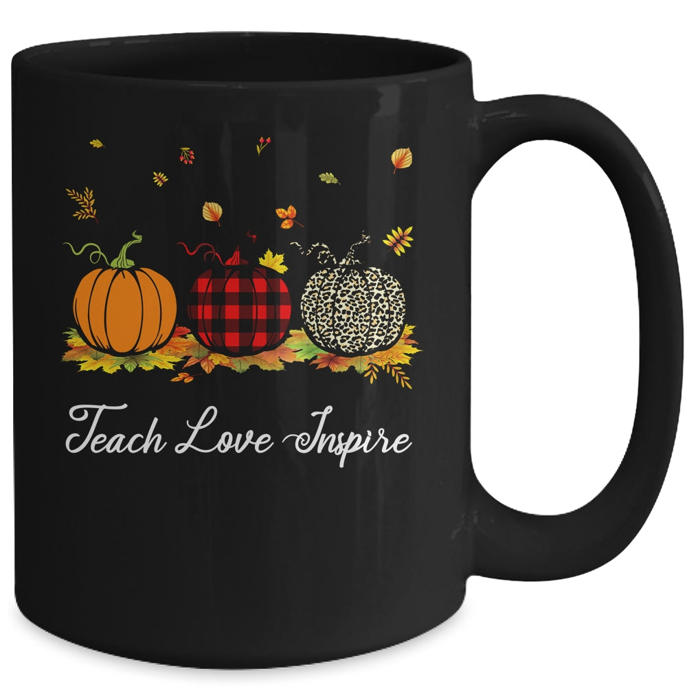Teach Love Inspire Teacher Autumn Fall Pumpkin Leopard Mug | siriusteestore