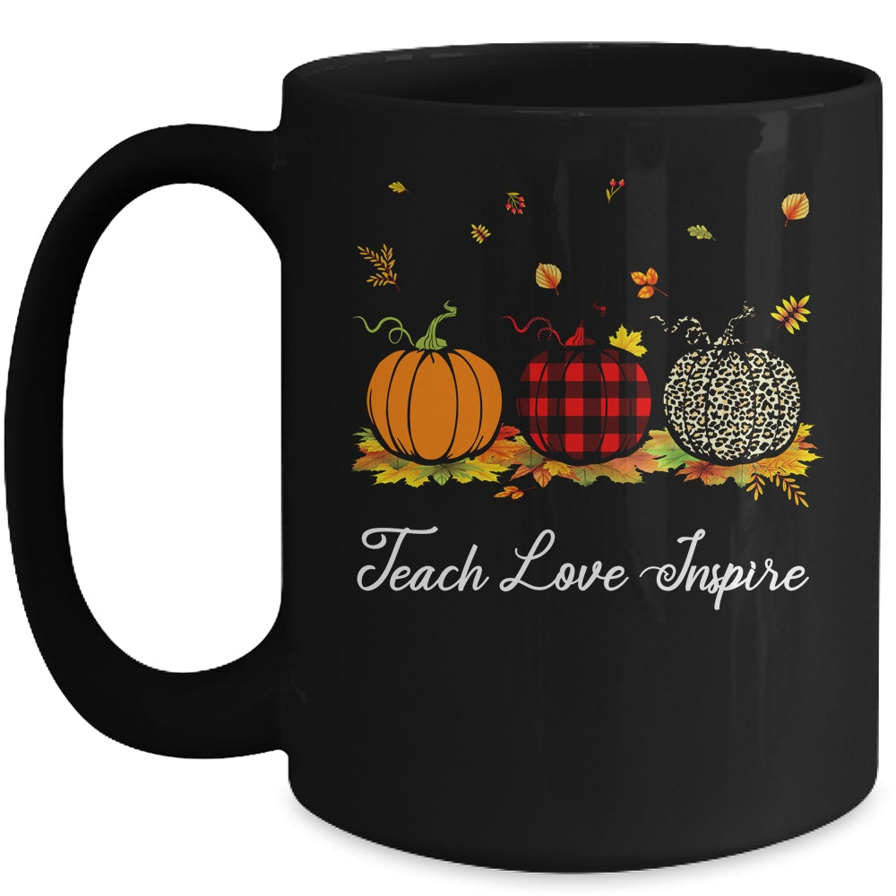 Teach Love Inspire Teacher Autumn Fall Pumpkin Leopard Mug | siriusteestore