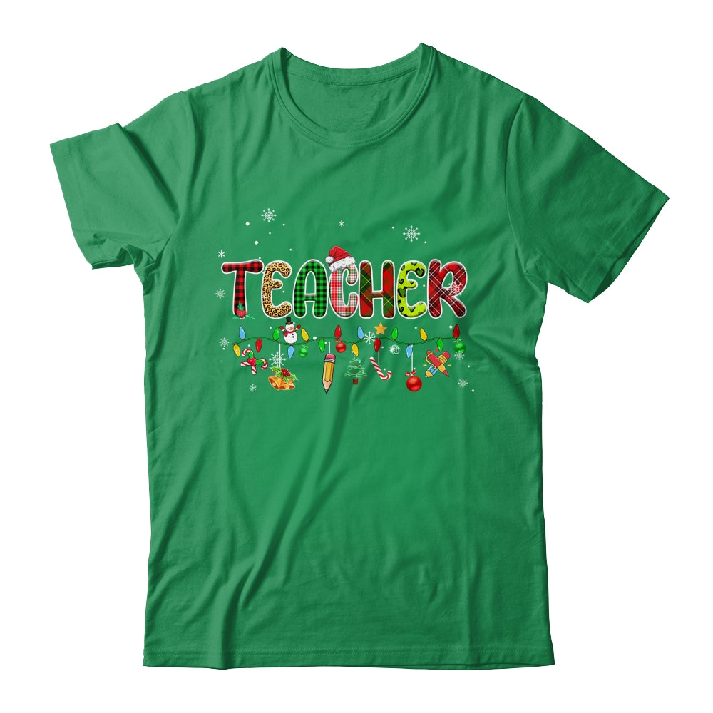 Teacher Christmas Books Santa Leopard Plaid Cakes Xmas Shirt & Sweatshirt | siriusteestore