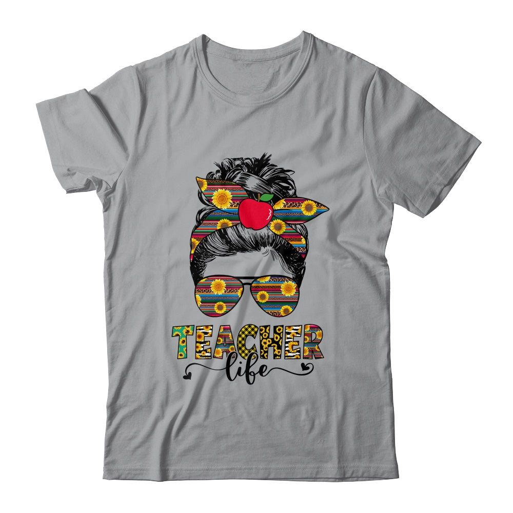 Teacher Life Messy Bun Hair Women Teachers Day Shirt & Tank Top | siriusteestore