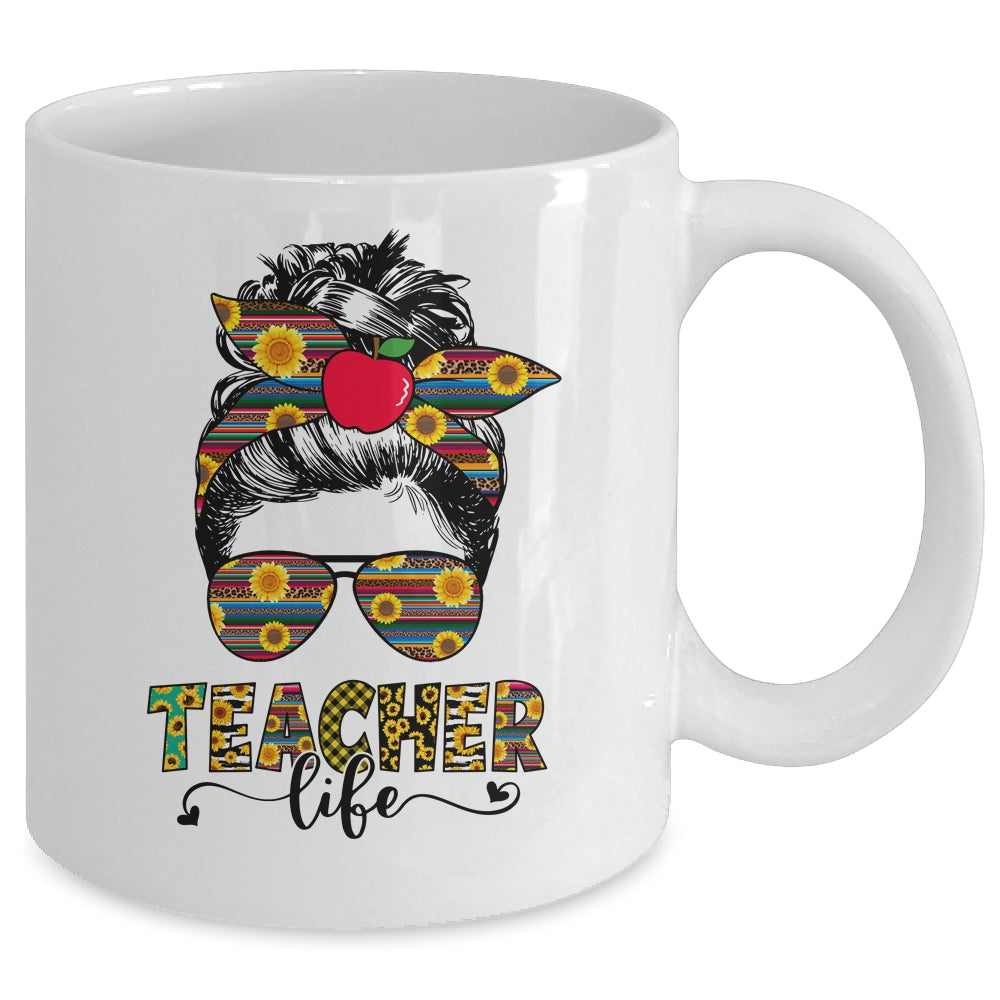 Teacher Life Messy Bun Hair Women Teachers Day Mug | siriusteestore