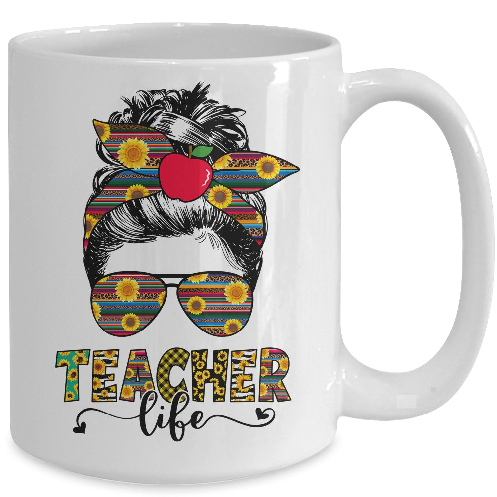 Teacher Life Messy Bun Hair Women Teachers Day Mug | siriusteestore