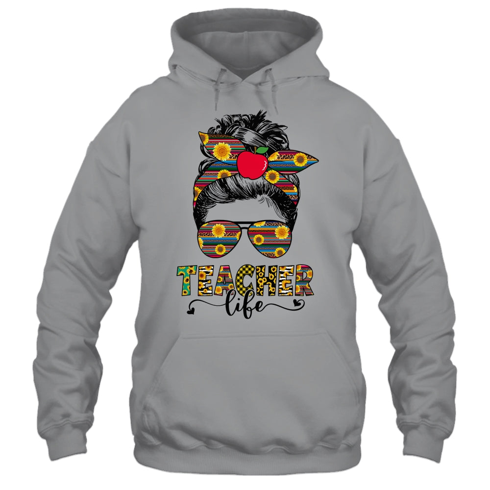 Teacher Life Messy Bun Hair Women Teachers Day Shirt & Tank Top | siriusteestore