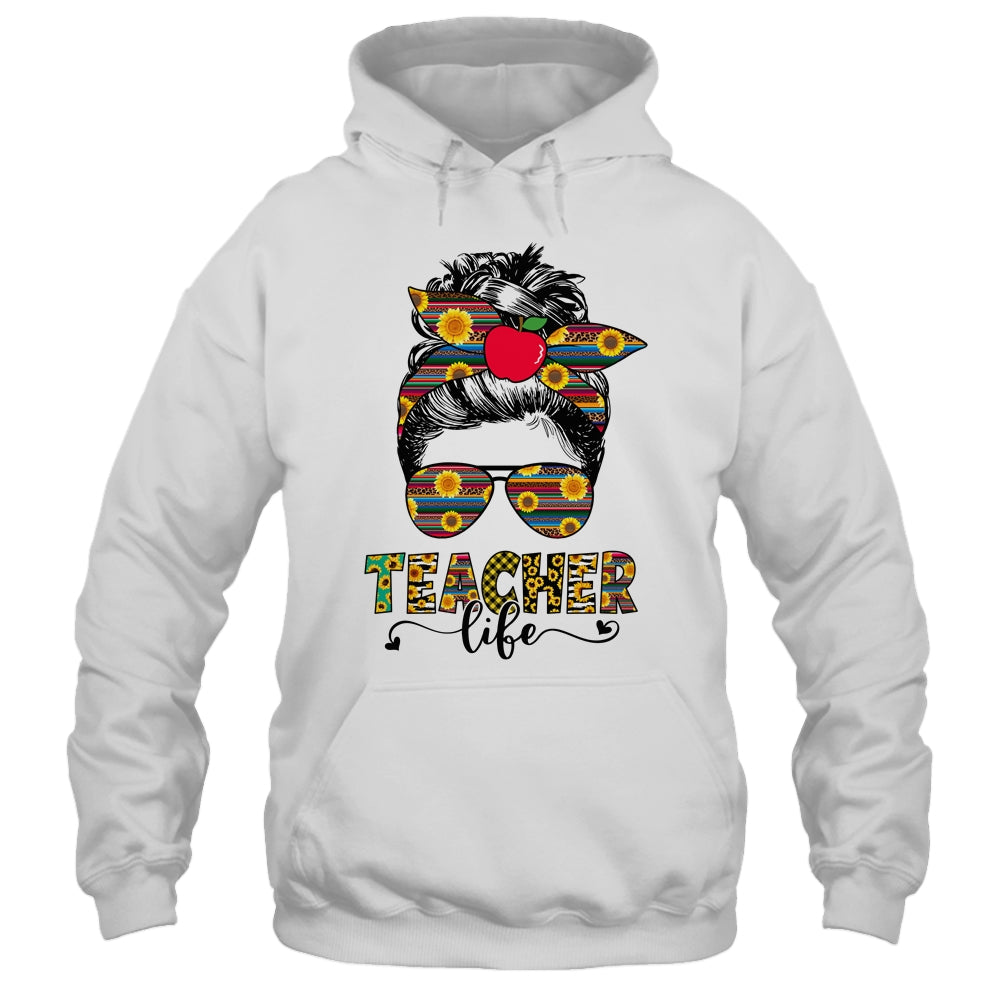 Teacher Life Messy Bun Hair Women Teachers Day Shirt & Tank Top | siriusteestore