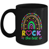 Test Day Rock The Test Teacher Testing Day Rainbow Leopard Mug | siriusteestore