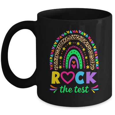 Test Day Rock The Test Teacher Testing Day Rainbow Leopard Mug | siriusteestore