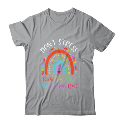 Test Day Rock The Test Teacher Testing Day Rainbow Teacher Shirt & Hoodie | siriusteestore