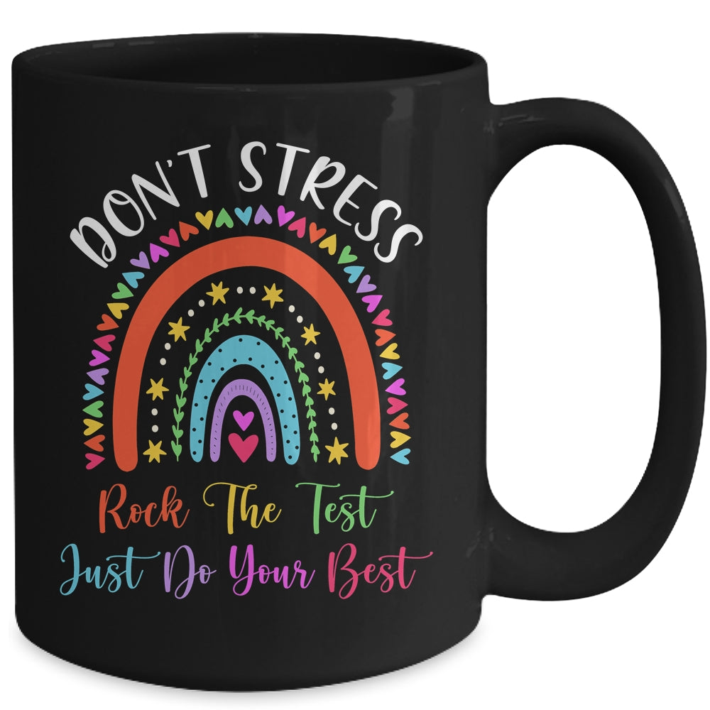 Test Day Rock The Test Teacher Testing Day Rainbow Teacher Mug | siriusteestore