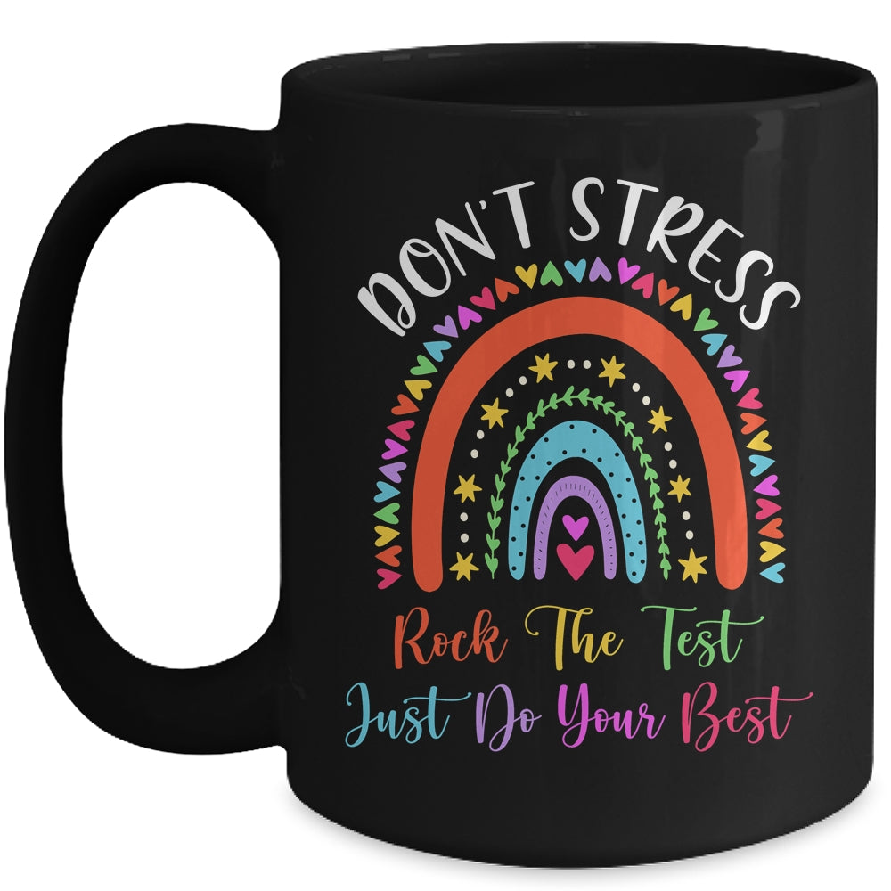 Test Day Rock The Test Teacher Testing Day Rainbow Teacher Mug | siriusteestore