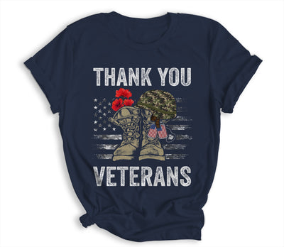 Thank You Veterans Combat Boots Poppy Flower Veteran Day Shirt & Hoodie | siriusteestore