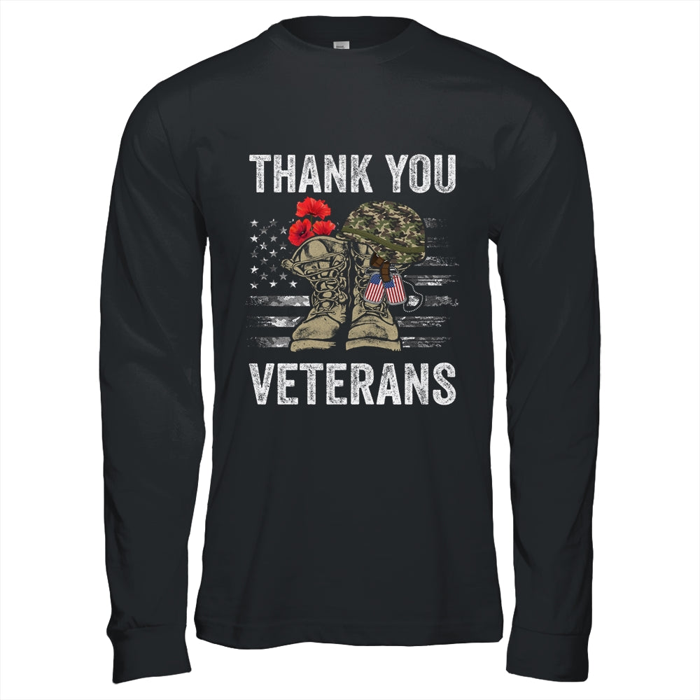 Thank You Veterans Combat Boots Poppy Flower Veteran Day Shirt & Hoodie | siriusteestore