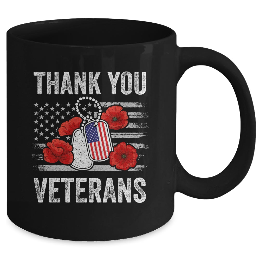 Thank You Veterans Combat Boots Poppy Veteran Day Flower Mug | siriusteestore